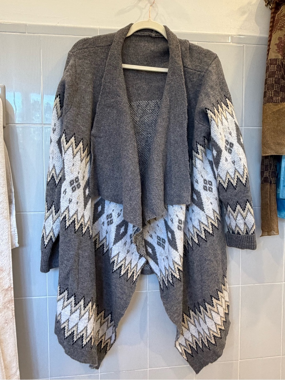 Cozy Open-Front Grey Knit Cardigan Duster